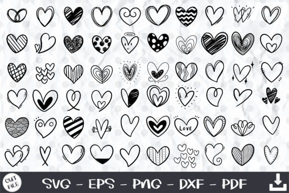 60 Doodle Heart Svg, Sketch Heart Svg