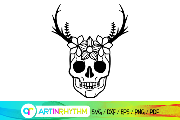 Antler Svg, Flower Svg, Skull Svg