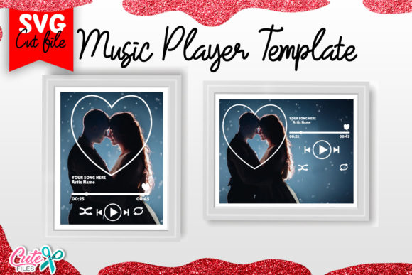 Heart Music Player Template Svg